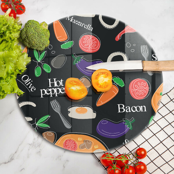 Deska kuchenna szklana Ilustracja jedzenie