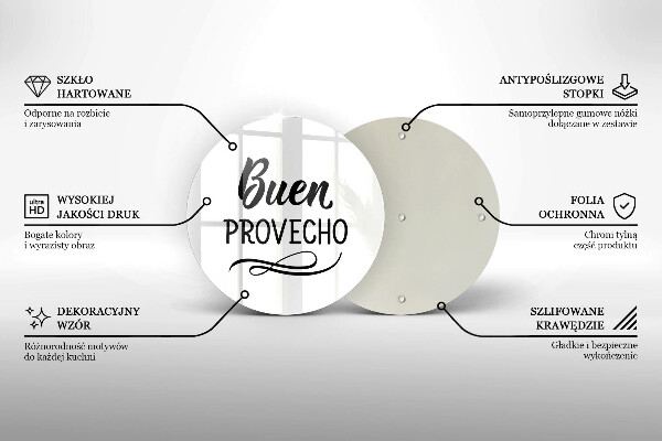 Deska kuchenna szklana Napis Buen provecho