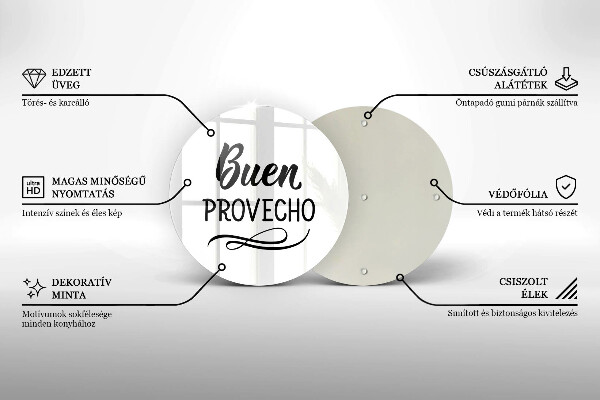 Deska kuchenna szklana Napis Buen provecho