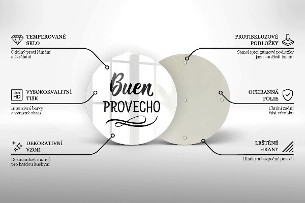 Deska kuchenna szklana Napis Buen provecho