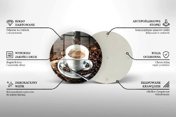 Deska kuchenna szklana Filiżanka i ziarna kawy