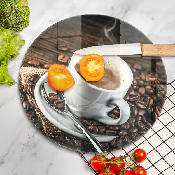 Deska kuchenna szklana Filiżanka i ziarna kawy