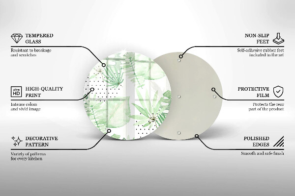 Deska kuchenna szklana Akwarelowe liście