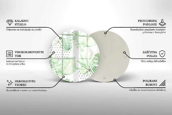 Deska kuchenna szklana Akwarelowe liście