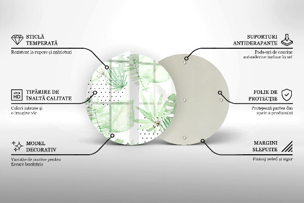 Deska kuchenna szklana Akwarelowe liście