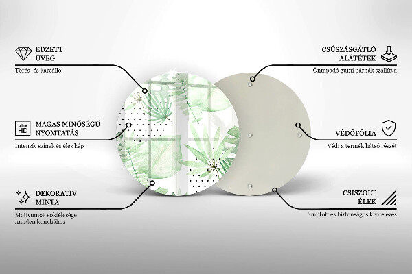 Deska kuchenna szklana Akwarelowe liście