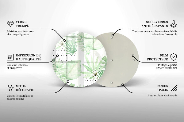 Deska kuchenna szklana Akwarelowe liście