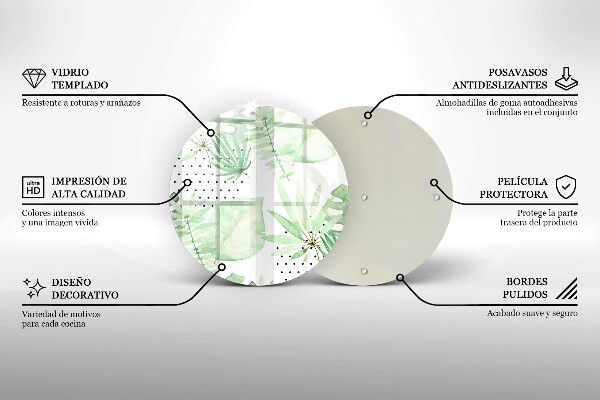 Deska kuchenna szklana Akwarelowe liście