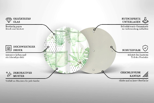 Deska kuchenna szklana Akwarelowe liście