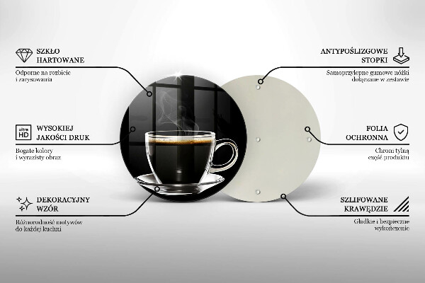 Deska kuchenna szklana Szklanka gorącej kawy
