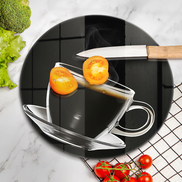 Deska kuchenna szklana Szklanka gorącej kawy