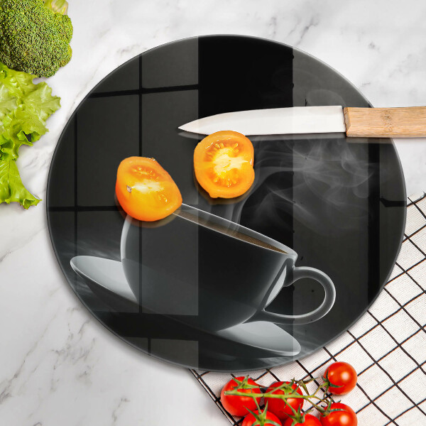 Deska kuchenna szklana Gorąca filiżanka kawy