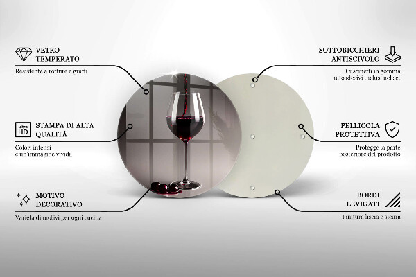 Deska kuchenna szklana Kieliszek i winogrona