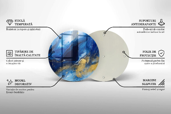 Deska kuchenna szklana Niebieski marmur i złoto