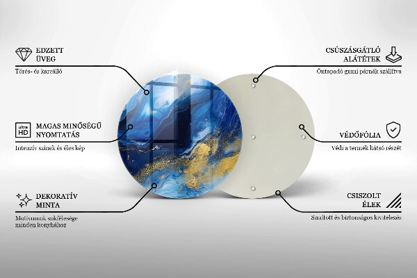 Deska kuchenna szklana Niebieski marmur i złoto