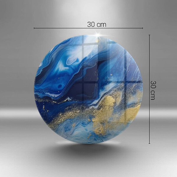 Deska kuchenna szklana Niebieski marmur i złoto
