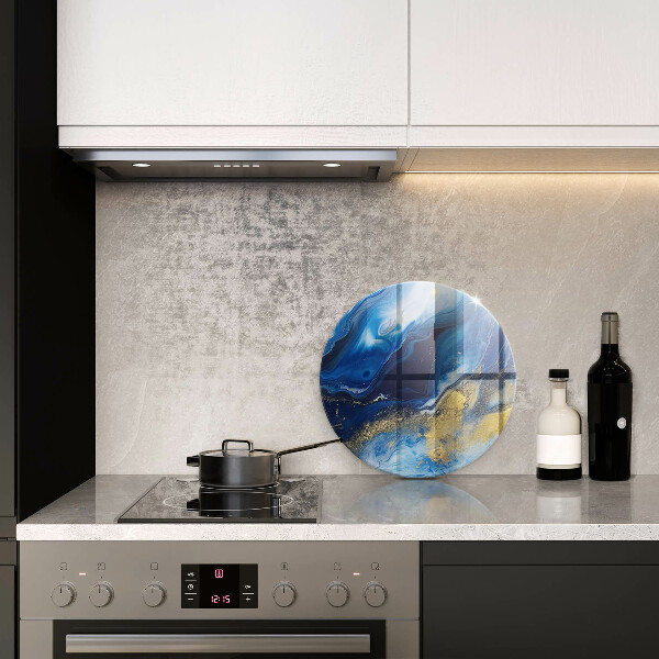 Deska kuchenna szklana Niebieski marmur i złoto