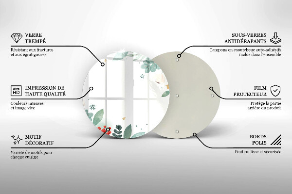 Deska kuchenna szklana Akwarele liście