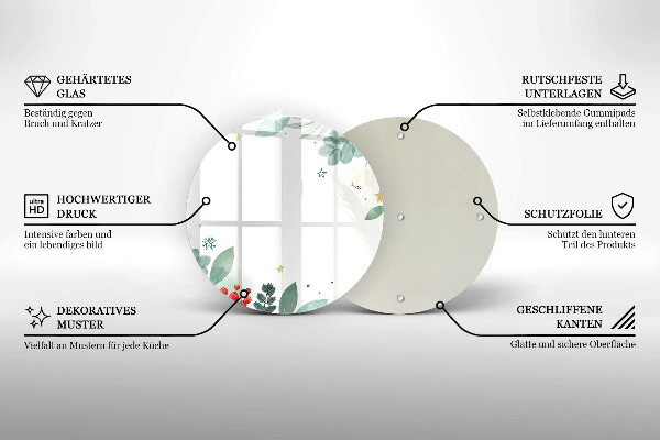 Deska kuchenna szklana Akwarele liście