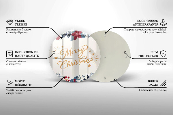 Deska kuchenna szklana Napis Merry Christmas