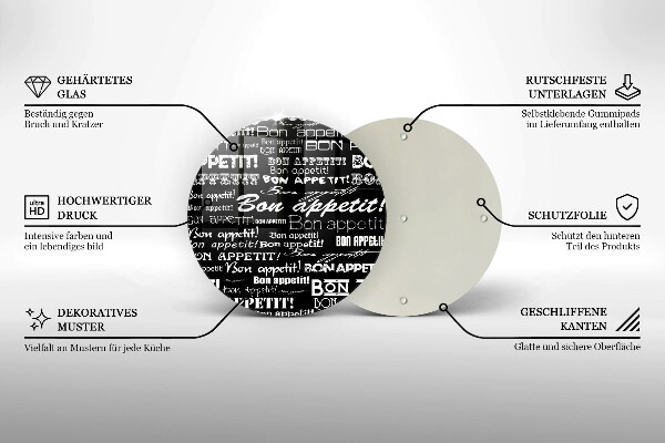 Deska kuchenna szklana Kuchnia napisy Bon appetit