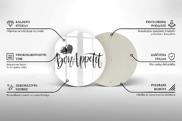 Deska kuchenna szklana Napis Bon Appetit