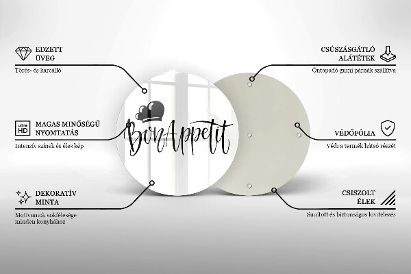 Deska kuchenna szklana Napis Bon Appetit
