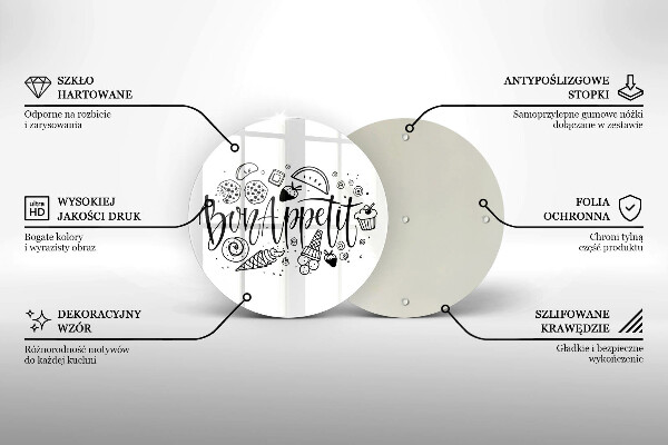 Deska kuchenna szklana Napis Bon Appetit