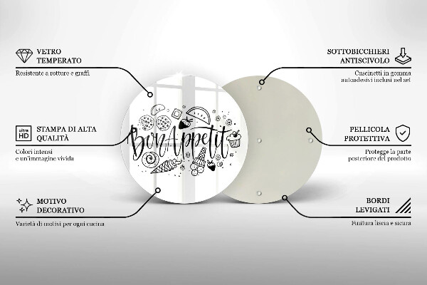 Deska kuchenna szklana Napis Bon Appetit