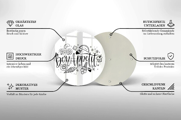 Deska kuchenna szklana Napis Bon Appetit