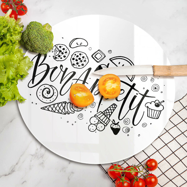 Deska kuchenna szklana Napis Bon Appetit