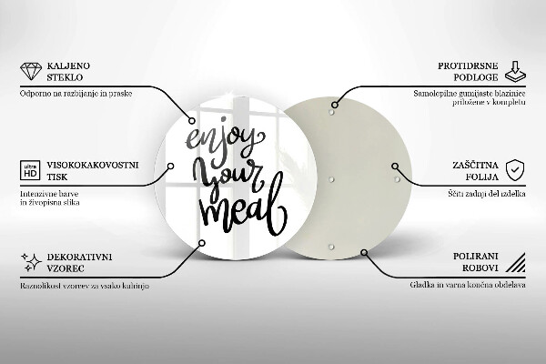 Szklana deska kuchenna Napis Enjoy yout meal