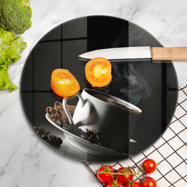 Deska kuchenna szklana Filiżanka gorącej kawy