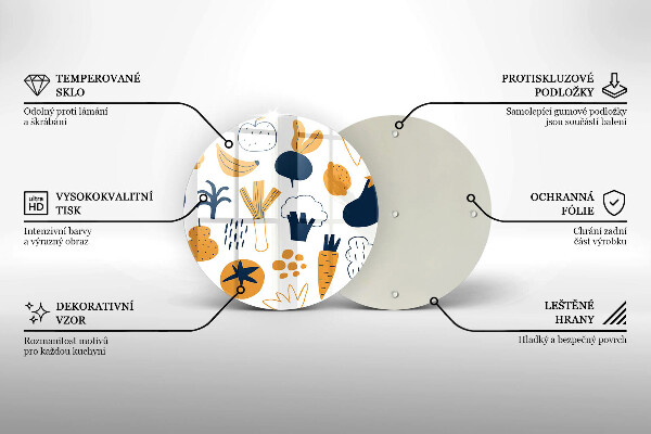 Deska kuchenna szklana Ilustracja jedzenie