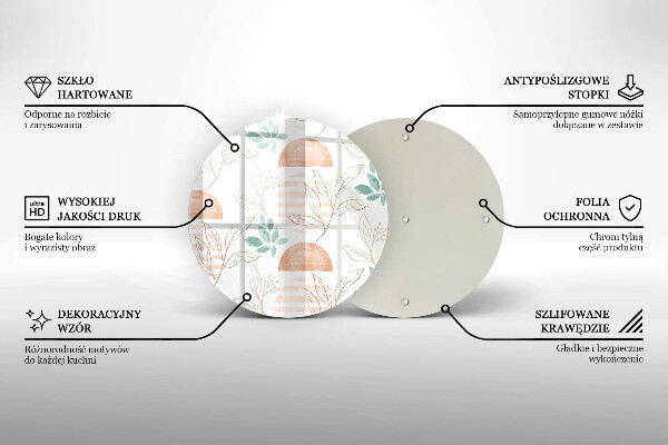 Deska kuchenna szklana Boho wzór liście