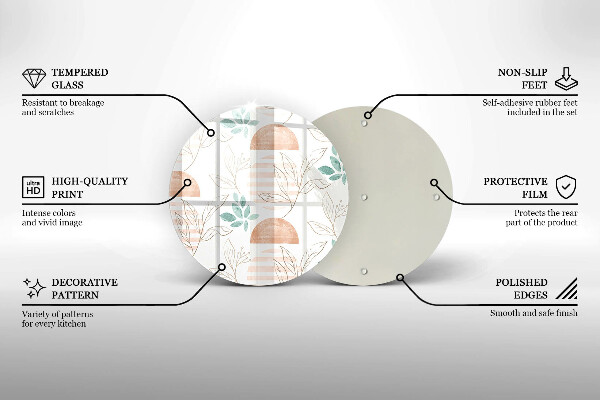 Deska kuchenna szklana Boho wzór liście