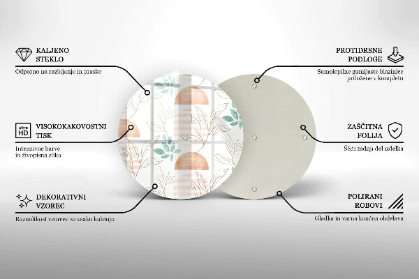 Deska kuchenna szklana Boho wzór liście