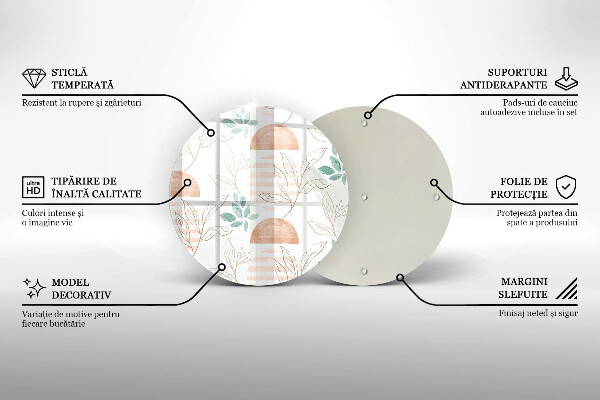 Deska kuchenna szklana Boho wzór liście