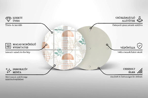 Deska kuchenna szklana Boho wzór liście