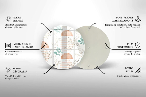 Deska kuchenna szklana Boho wzór liście