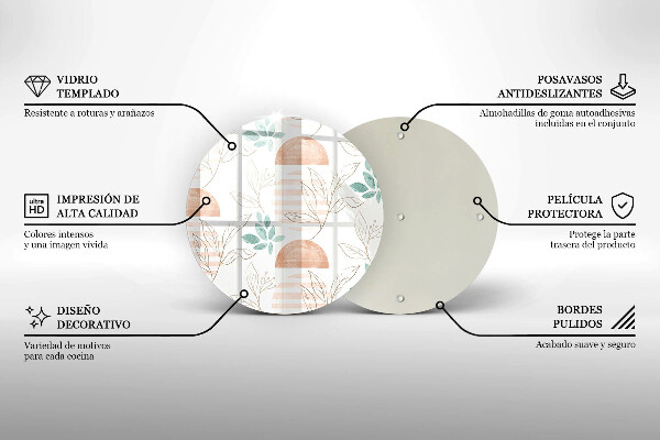 Deska kuchenna szklana Boho wzór liście