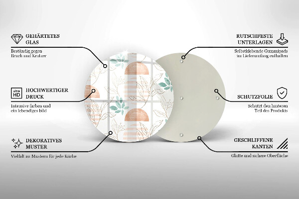 Deska kuchenna szklana Boho wzór liście