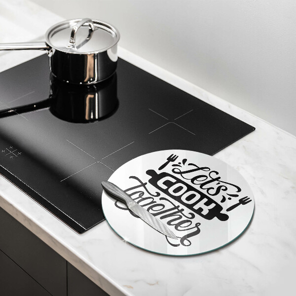 Deska kuchenna szklana Napis Let's cook together