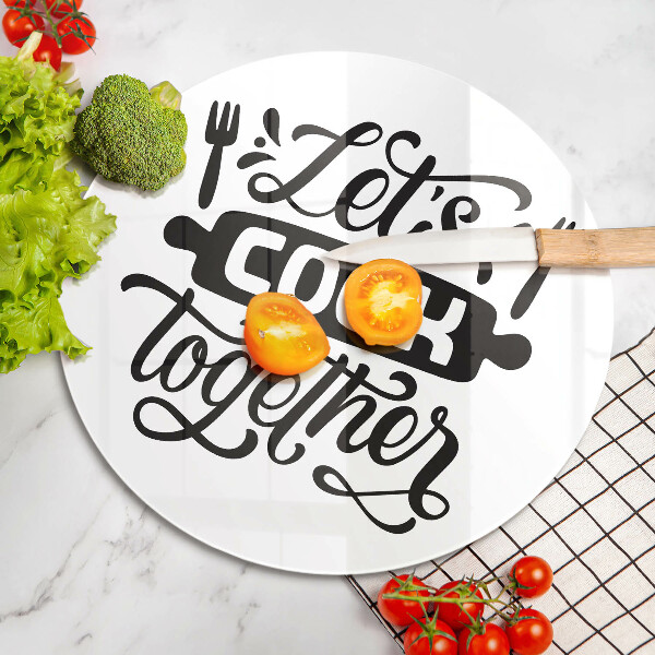 Deska kuchenna szklana Napis Let's cook together