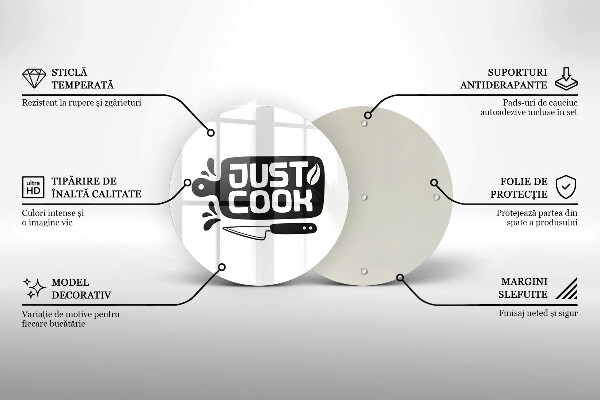 Deska kuchenna szklana Kuchenny napis Just cook