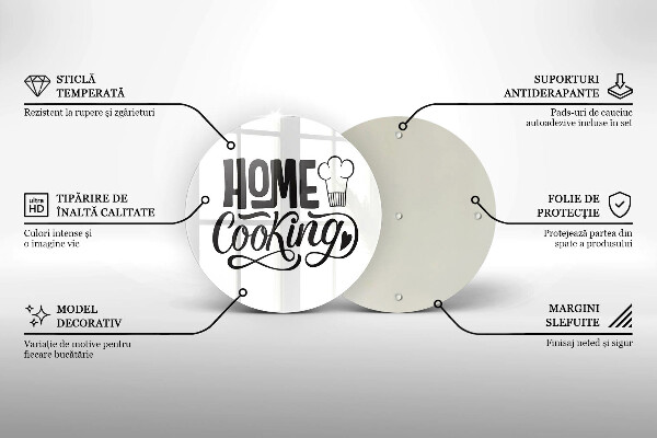 Deska kuchenna szklana Napis Home cooking