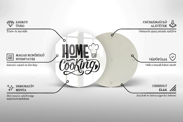 Deska kuchenna szklana Napis Home cooking