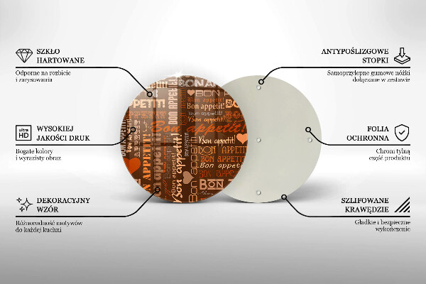 Deska kuchenna szklana Napisy Bon appetit