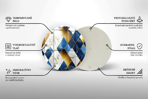 Szklana deska kuchenna Złote romby marmur