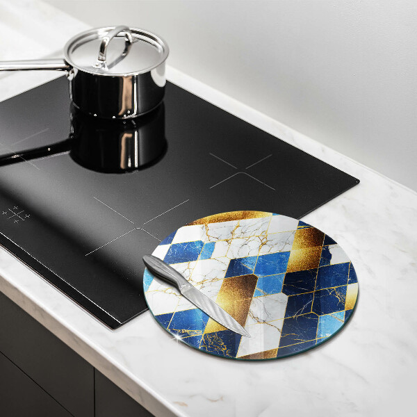 Szklana deska kuchenna Złote romby marmur